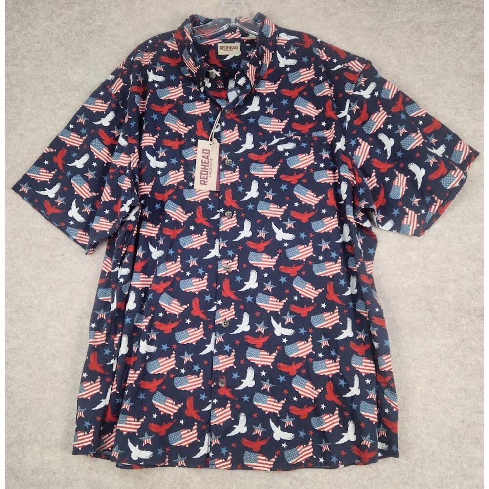 New Redhead Patriot-Flag-Eagle Shirt Size 2XL Americana Flag USA